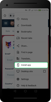 Pwa instruction Android Chrome